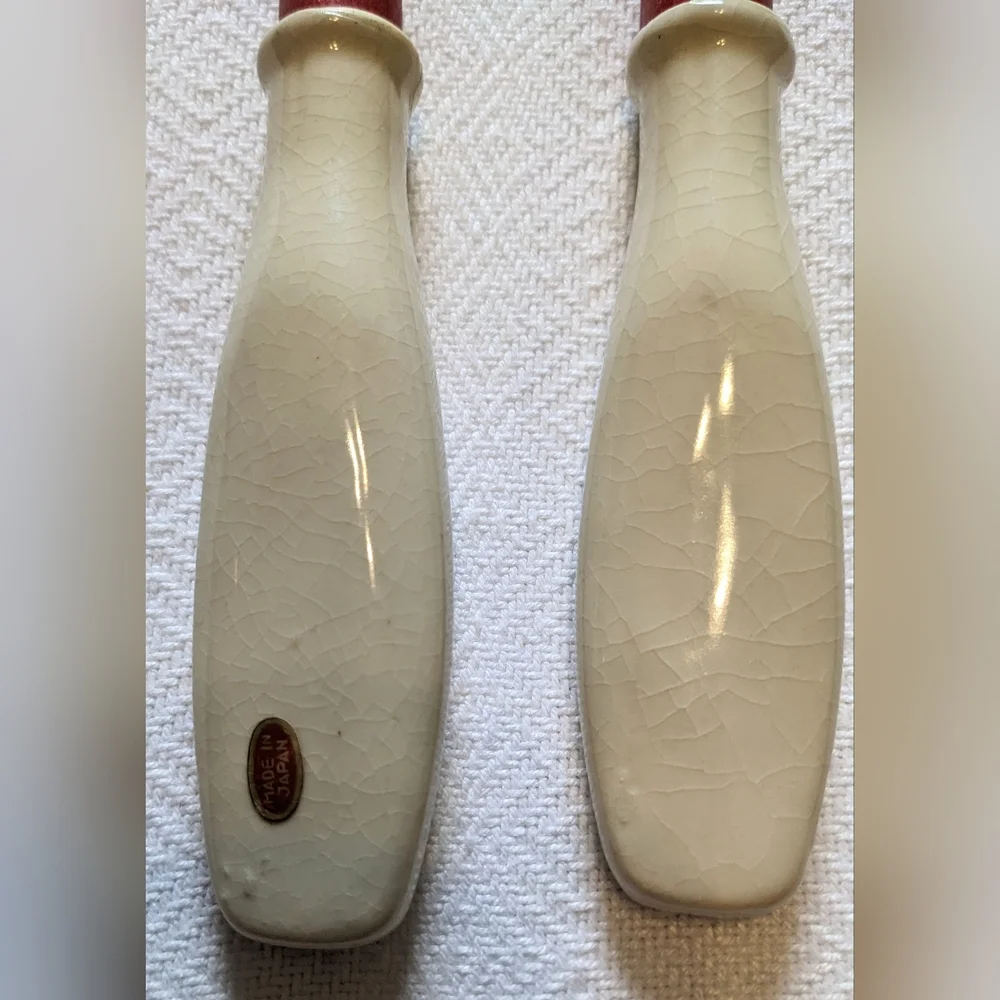 Vintage Red and Cream Salad Serving Utensil Set